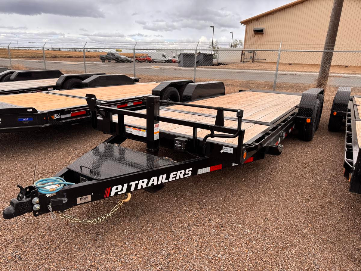 P.J. 2026 T6 83"x20' Equipment Tilt Trailer | Tandem Axle 7k Torsion Axles, 4' Stationary + 16' Tilt, Fork Holders
