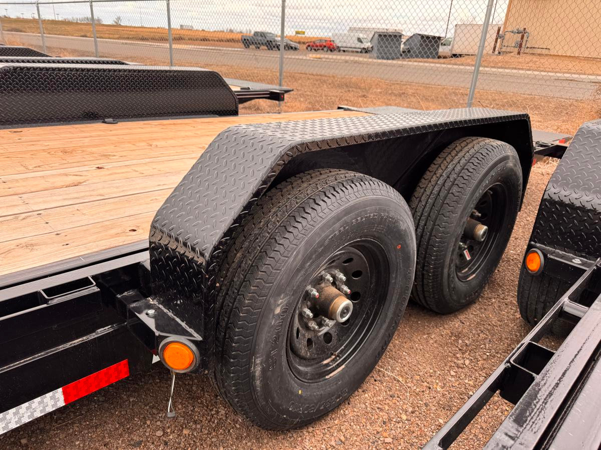 P.J. 2026 T6 83"x20' Equipment Tilt Trailer | Tandem Axle 7k Torsion Axles, 4' Stationary + 16' Tilt, Fork Holders