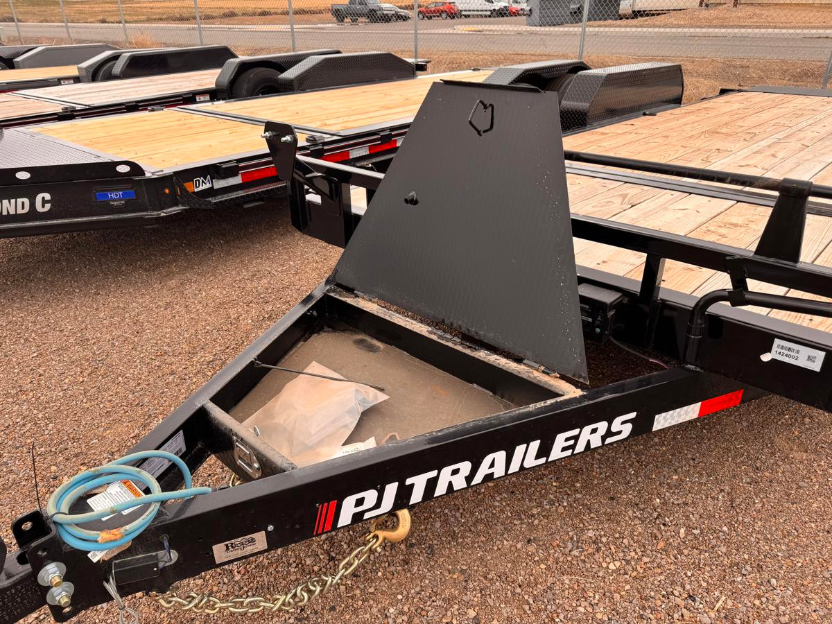 P.J. 2026 T6 83"x20' Equipment Tilt Trailer | Tandem Axle 7k Torsion Axles, 4' Stationary + 16' Tilt, Fork Holders