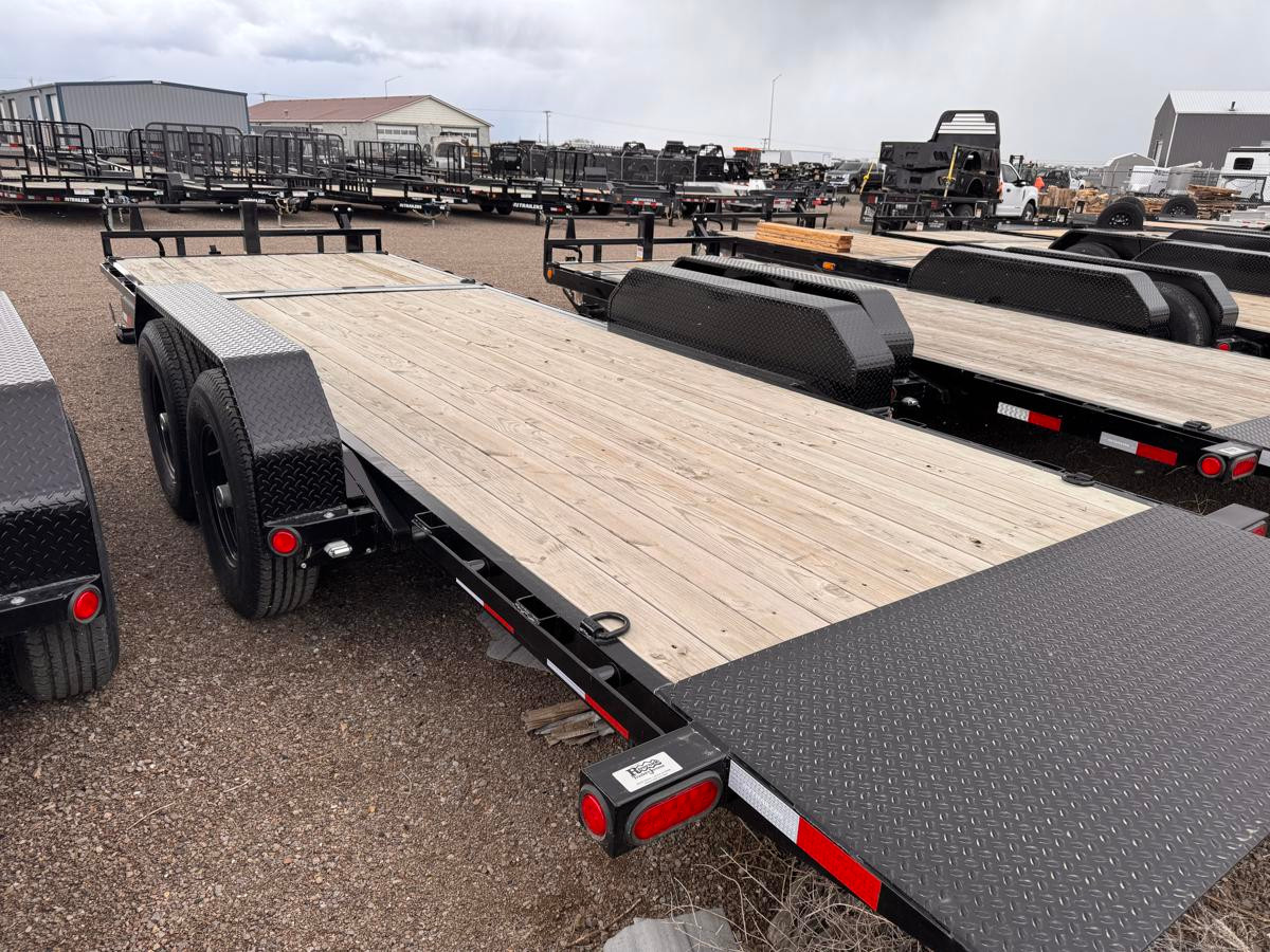 P.J. 2025 T6 83"x22' Equipment Tilt Trailer | Tandem Axle 7k Torsion Axles, 6' Stationary + 16' Tilt, Fork Holders
