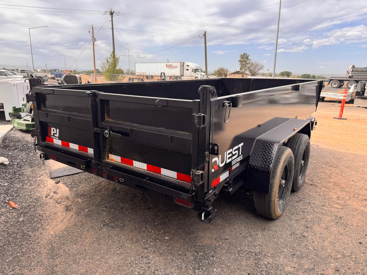 P.J. 2026 D7 83"X14' Scissor Dump Trailer | Tandem Axle 7k 2' Sides, Slide In Ramps, Spreader Rear Gate