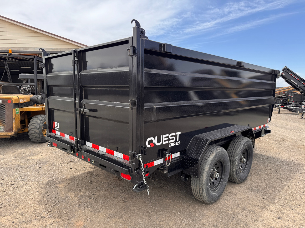 P.J. 2026 D7 83"x14' Scissor Dump Trailer | Tandem Axle 14K, 4' Sides, Slide In Ramps, Spreader Rear Gate