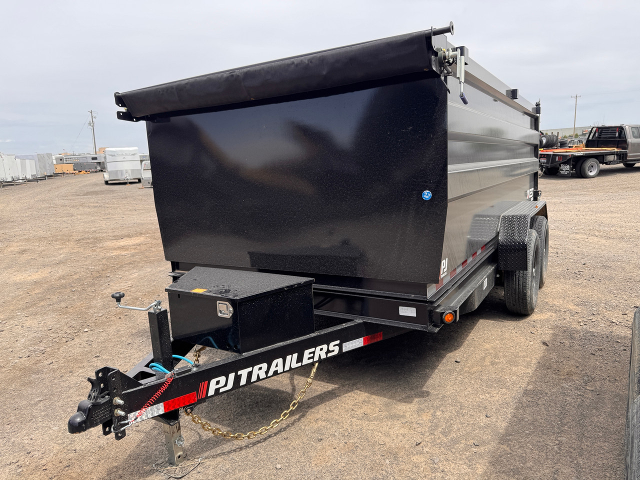 P.J. 2026 D7 83"x14' Scissor Dump Trailer | Tandem Axle 14K, 4' Sides, Slide In Ramps, Spreader Rear Gate