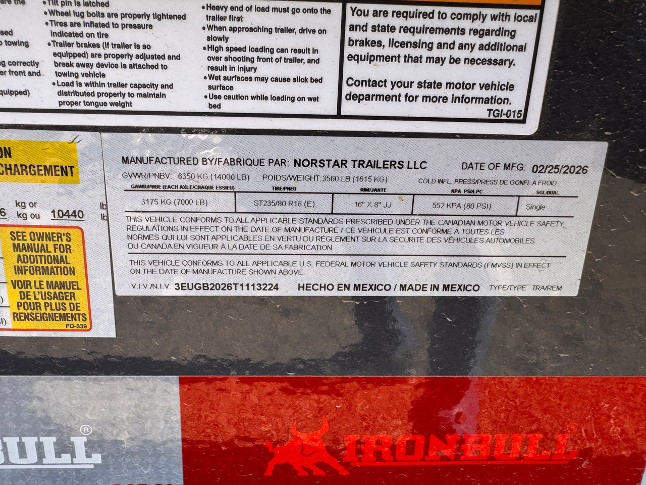 Norstar / Iron Bull Trailers 2026 EWB 84"X20' Equipment Trailer | Tandem Axle Axle 14K