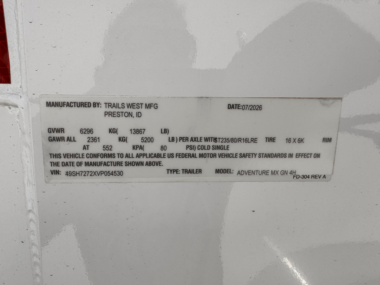 Trails West Trailers 2027 Adventure MX Horse Trailer | Tandem Axle Axle 13.867K, 4 Horse, Feed Windows, Rubber Floors, Rear Barn Doors Tack Room, Swing Out Saddle Racks,Water Tank