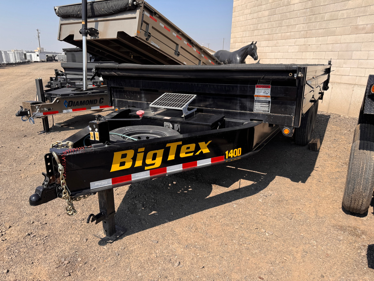 Big Tex Trailers 2023 96"X15' Deckover Dump Trailer | Tandem Axle Axle 14K, Drop Down Sides, Tarp Kit, Solar Charging, Spare Tire, 2 Way Spread Gate, Slide In Ramps