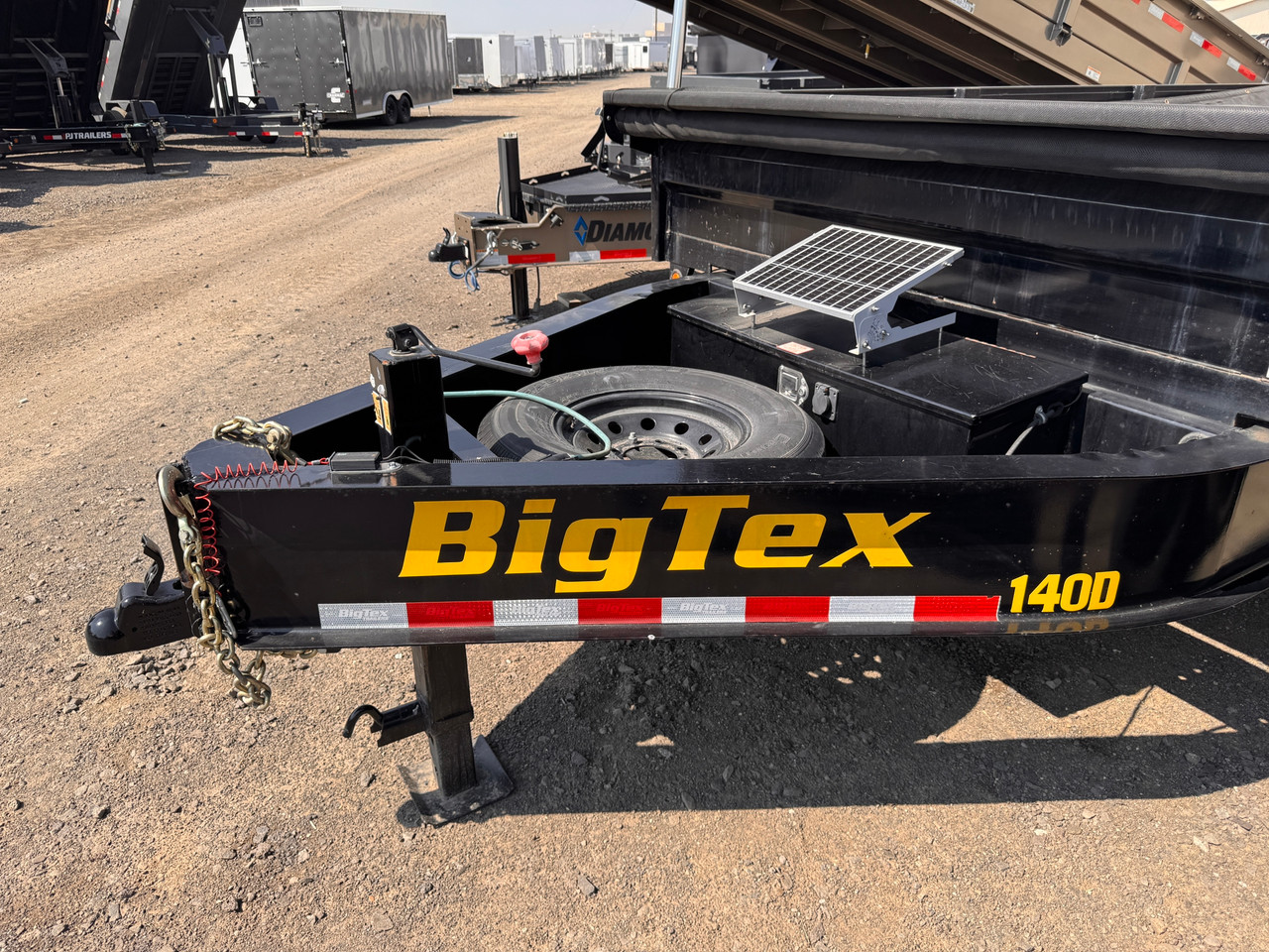 Big Tex Trailers 2023 96"X15' Deckover Dump Trailer | Tandem Axle Axle 14K, Drop Down Sides, Tarp Kit, Solar Charging, Spare Tire, 2 Way Spread Gate, Slide In Ramps