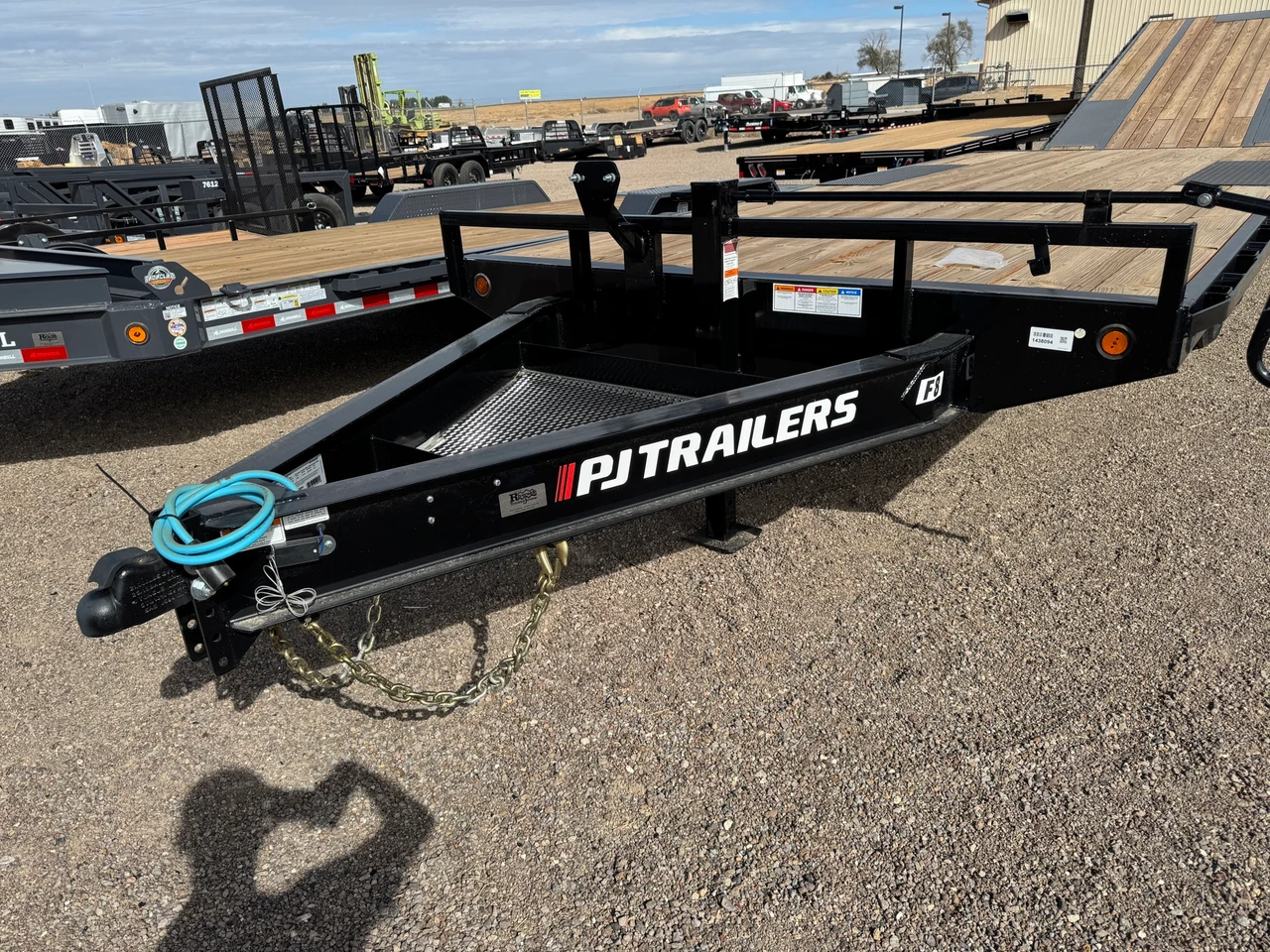 P.J. Trailers 2027 F8 20' Deckover Flatbed Trailer | Tandem Axle 14K, Extended Tongue, Open Storage Tray, Slide In Ramps, Straight Deck