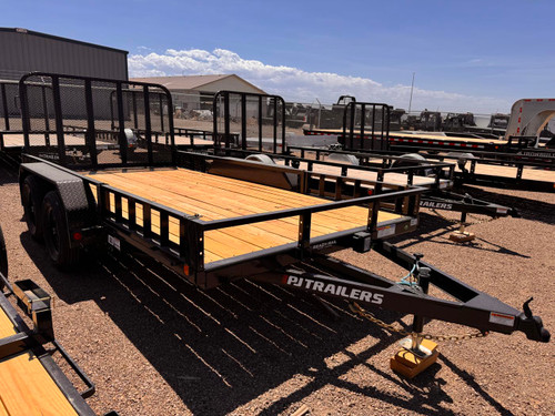P.J. 2026 UL 83"X14' Utility Trailer | Tandem Axle 3.5k ATV Side Ramps, Steel Diamond Plate Fenders 4" Spring Assisted Rar Rampgate