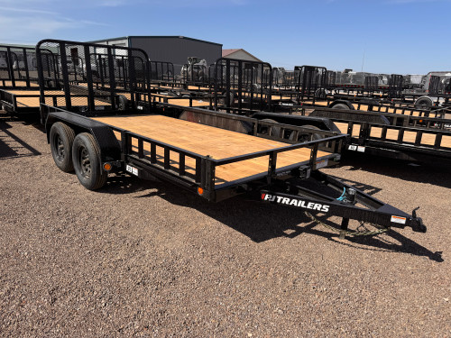 P.J. 2026 UL 83"x14' Utility Trailer | Tandem Axle 7K, ATV Side Ramps, Steel Diamond Plate Fenders 4" Spring Assisted Rar Rampgate