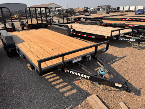 P.J. Trailers 2026 C4 84"X16' Car Hauler Trailer | Tandem Axle Axle 7K, 16' Flat +2' Dovetail W/Slide In Ramps