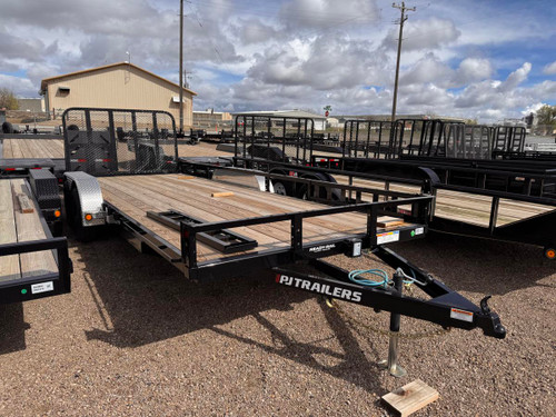 P.J. 2026 T6 83"x20' Equipment Tilt Trailer | Tandem Axle 7k Torsion Axles, 4' Stationary + 16' Tilt, Fork Holders