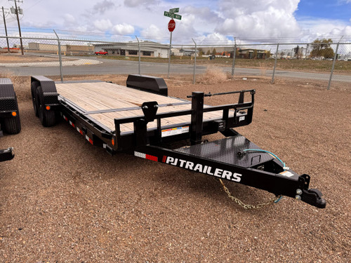 P.J. Trailers 2026 T6 83"X20' Equipment Tilt Trailer | Tandem Axle 14K, Torsion Axles, 4' Stationary, 16' Tilt, Locking Lid Over Tongue, Fork Holders