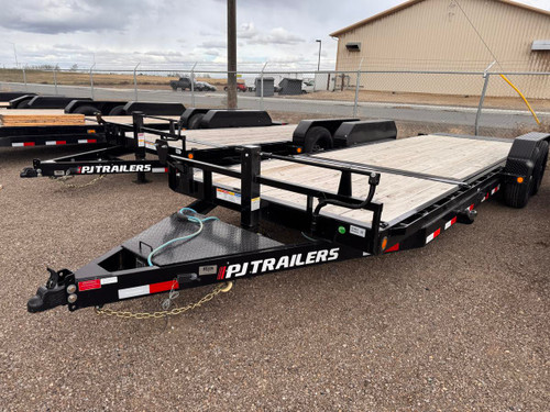 P.J. 2025 T6 83"x22' Equipment Tilt Trailer | Tandem Axle 7k Torsion Axles, 6' Stationary + 16' Tilt, Fork Holders
