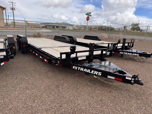 P.J. 2025 T6 83"x22' Equipment Tilt Trailer | Tandem Axle 7k Torsion Axles, 6' Stationary + 16' Tilt, Fork Holders