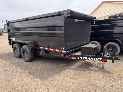 P.J. 2026 D7 83"x14' Scissor Dump Trailer | Tandem Axle 14K, 4' Sides, Slide In Ramps, Spreader Rear Gate