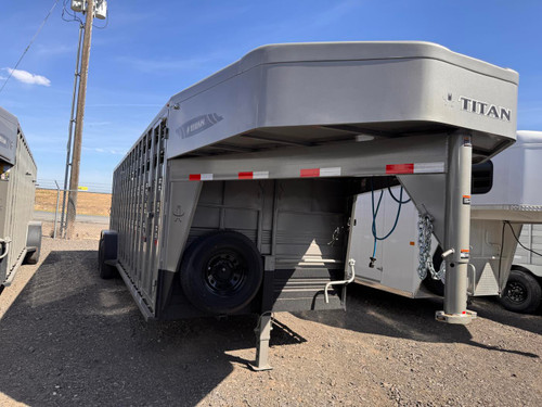 Titan 2026 Standard 6'8"X24' Stock Trailer | Tandem Axle 7k Tack Storage, Rear Escape Door