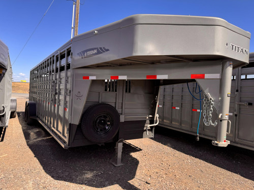 Titan 2026 Standard 6'8"X24' Stock Trailer | Tandem Axle 7k Track Storage, 54" Rear Escape Door