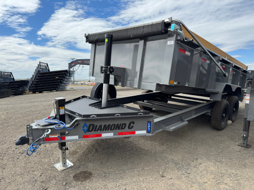 Diamond C Trailers LPT207 82"X16' Telescopic Dump Trailer | 14 ply Tires, Solar Recharging, 32" Sides With Boards, Spare Tire, 2 Speed Jack