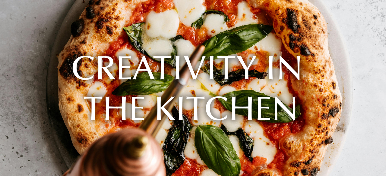 Creativity in the Kitchen begins with Graze Oils and Vinegars. Pizza made with Graze Premium Olive Oil 