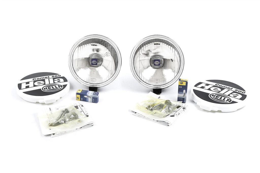 Hella Comet 500 spotlight set of 2 with bulb and cap