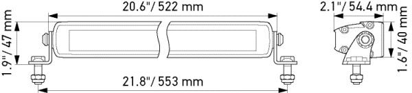 Light bar LED Hella Black Magic 12/24V 5700K DRL 522mm wide