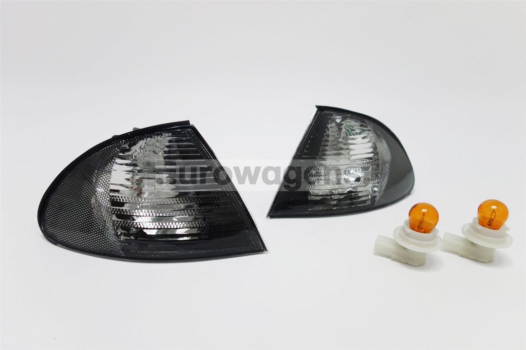 Front indicators set black BMW 3 Series E46 98-01 4/5 door