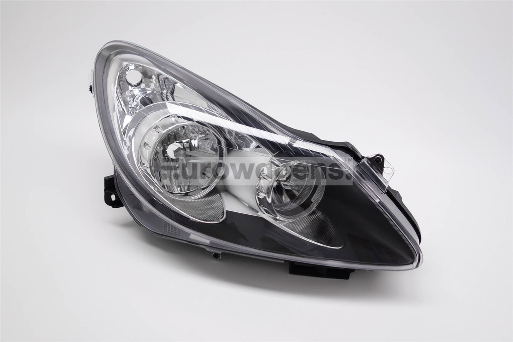 Headlight right chrome black Vauxhall Corsa D 06-11