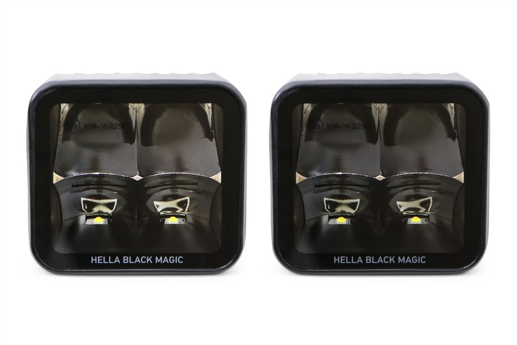 Spot Light set LED Hella Black Magic Cube 12/24V 5700K Long distance