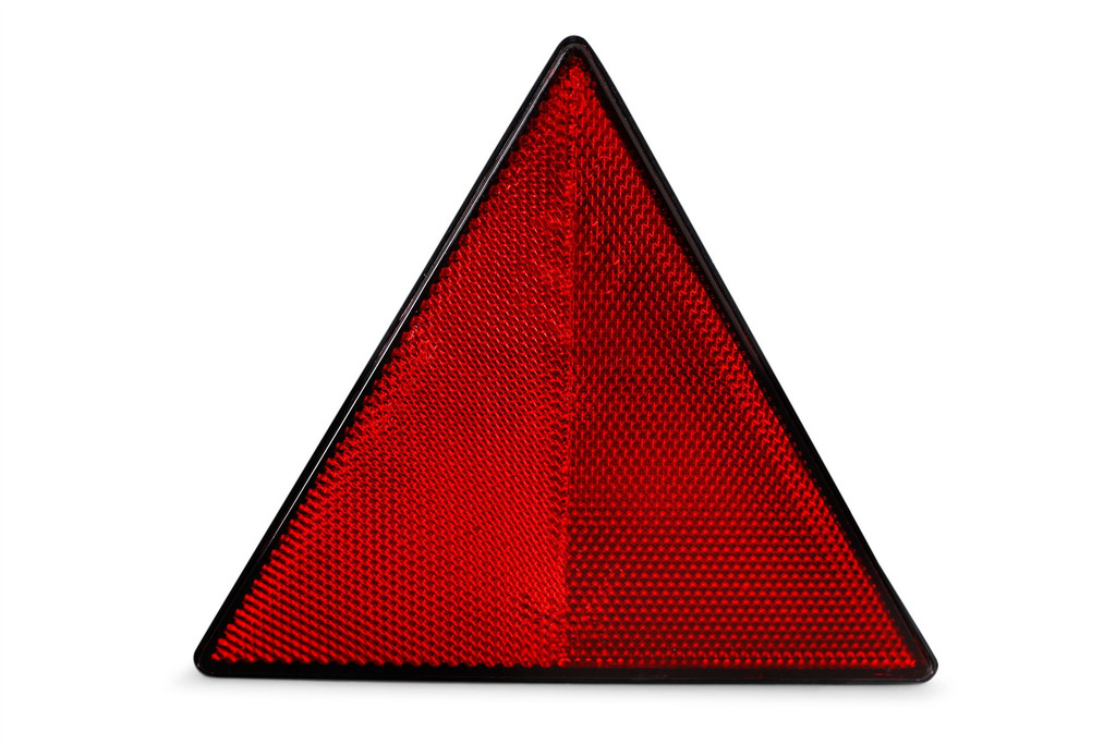 Triangle reflector stick on trailer tow caravan gatepost