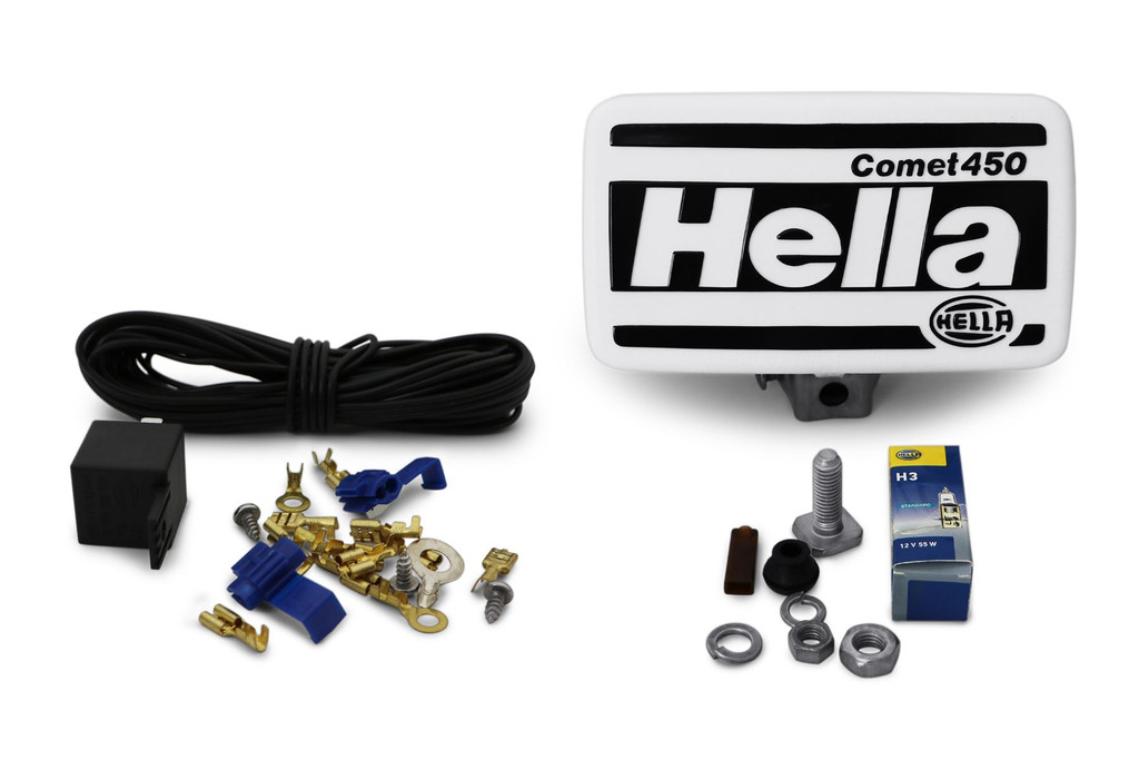 Spot Light Hella Comet 450 with bulbs wiring and protective cover set