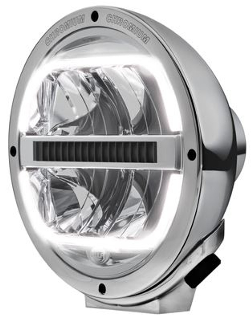 Hella Luminator LED chrome metal high beam spot with parking light roof 12V 24V long beam pattern
