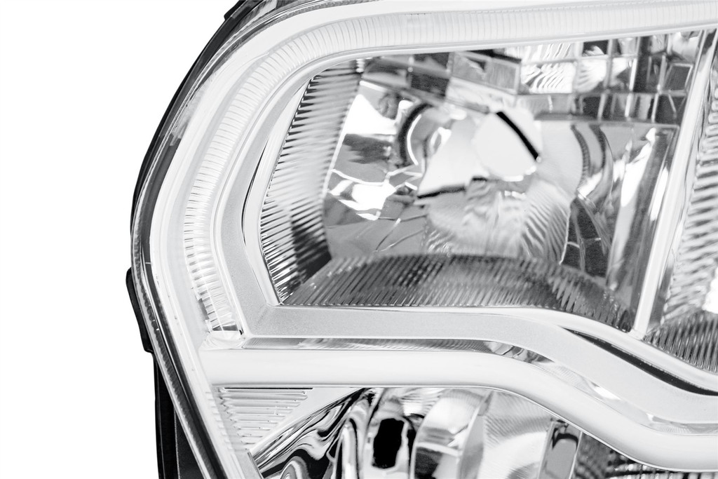 Headlight left halogen chrome LED DRL Ford Transit 14- 