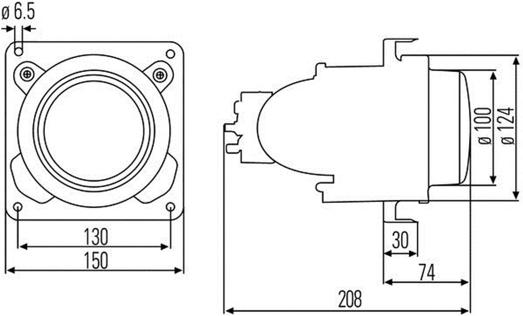 Headlight universal crystal clear projector with bracket LHD OEM Hella