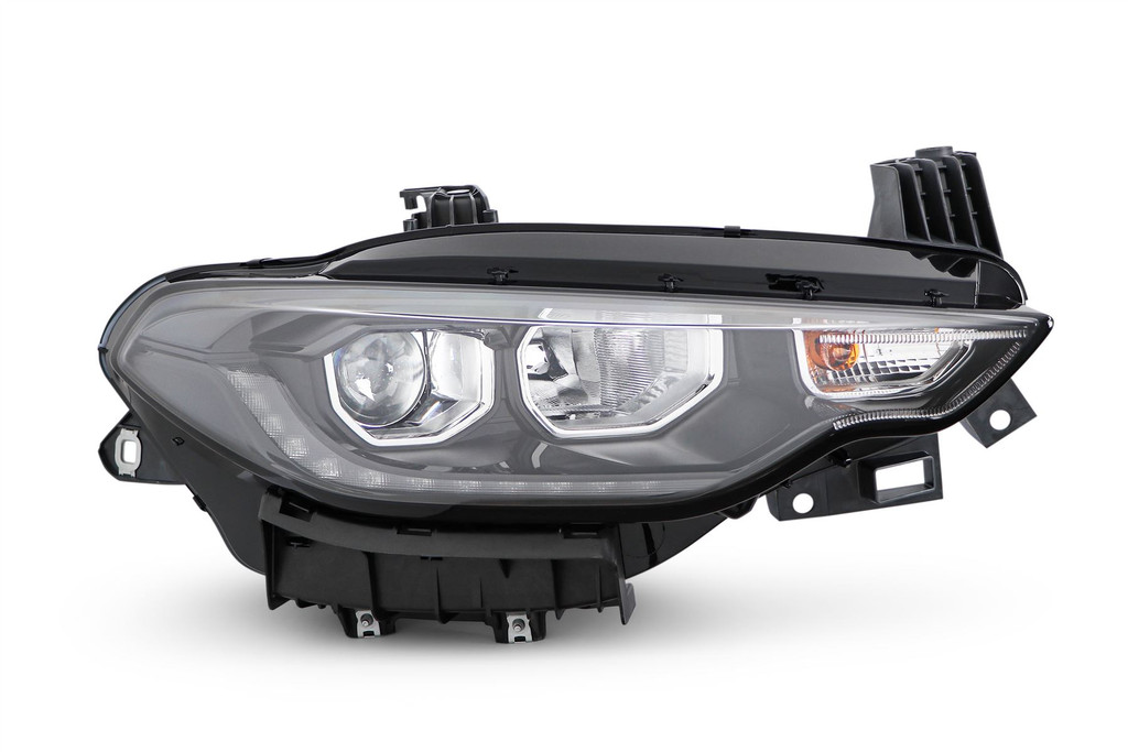 Headlight right halogen LED DRL black Fiat Tipo 15-