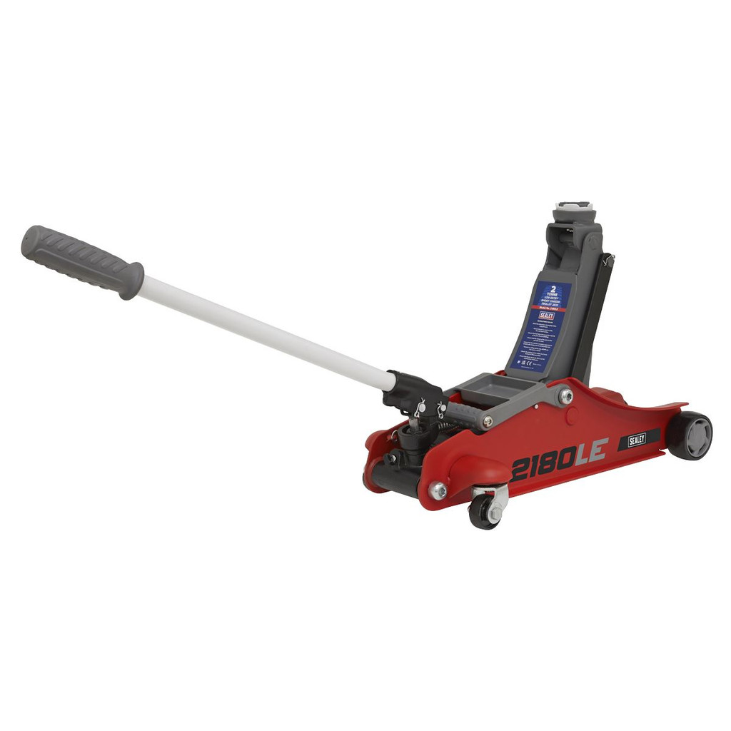 Sealey 2180LE 180° Handle Trolley Jack 2 Tonne Low Profile Short Chassis - Red