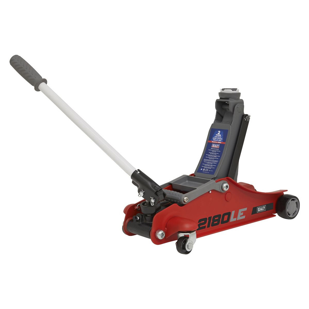 Sealey 2180LE 180° Handle Trolley Jack 2 Tonne Low Profile Short Chassis - Red