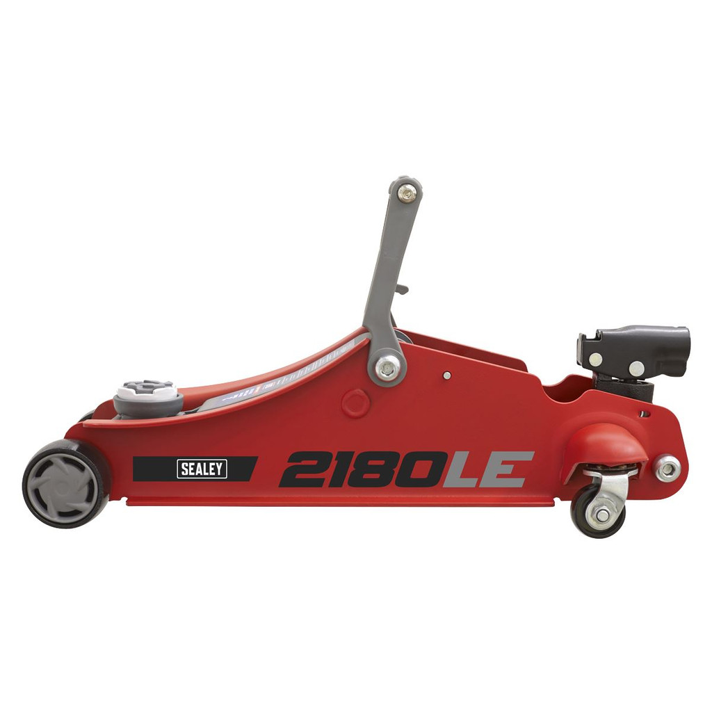 Sealey 2180LE 180° Handle Trolley Jack 2 Tonne Low Profile Short Chassis - Red