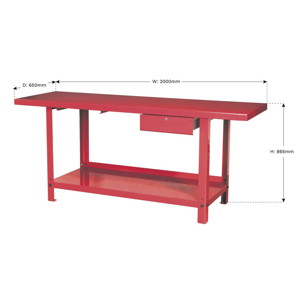 Sealey AP3020 Workbench Steel 2m with 1 Drawer