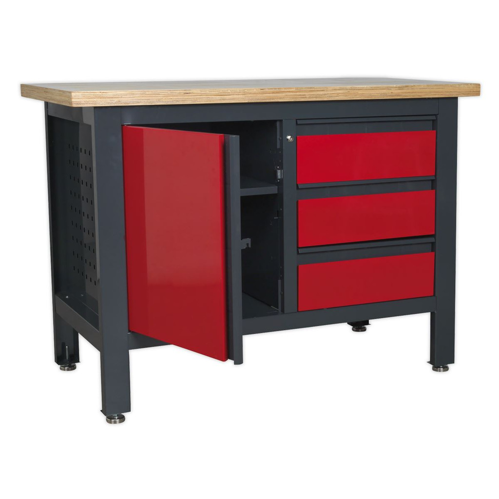 Sealey AP1372B Workstation with 3 Drawers & Cupboard