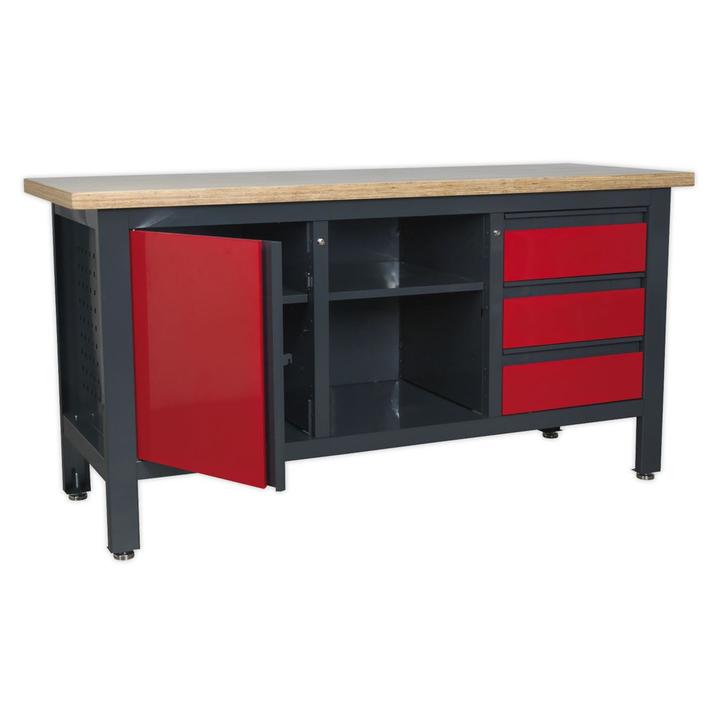 Sealey AP1905B Workstation with 3 Drawers, 1 Cupboard & Open Storage