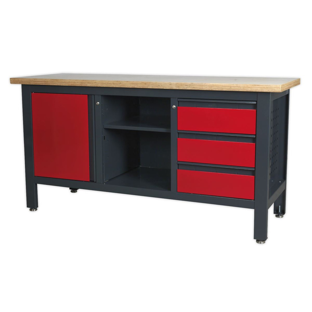 Sealey AP1905B Workstation with 3 Drawers, 1 Cupboard & Open Storage