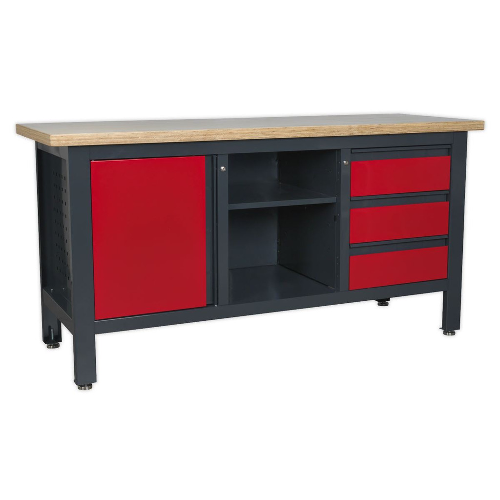 Sealey AP1905B Workstation with 3 Drawers, 1 Cupboard & Open Storage