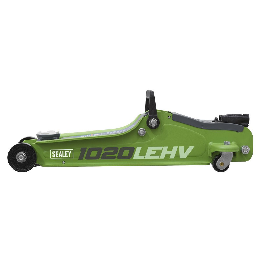 Sealey 1020LEHV Trolley Jack 2 Tonne Low Profile Short Chassis - Hi-Vis Green