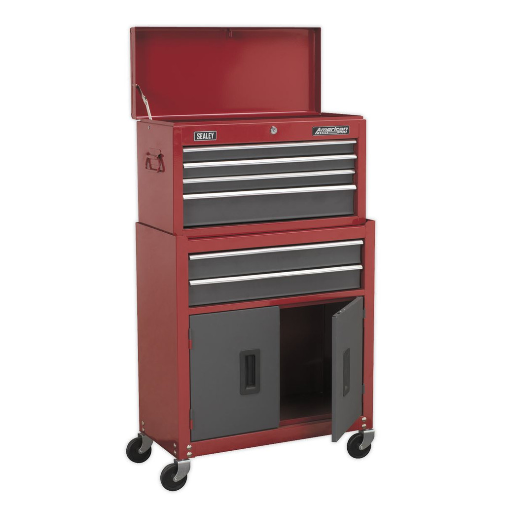 Sealey AP2200BB Topchest & Rollcab Combination 6 Drawer with Ball-Bearing Slides- Red