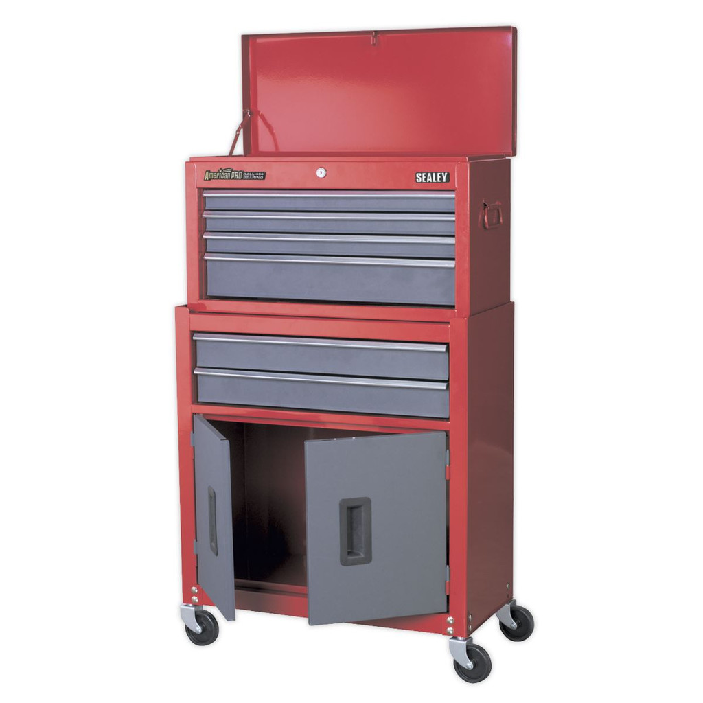 Sealey AP2200BB Topchest & Rollcab Combination 6 Drawer with Ball-Bearing Slides- Red