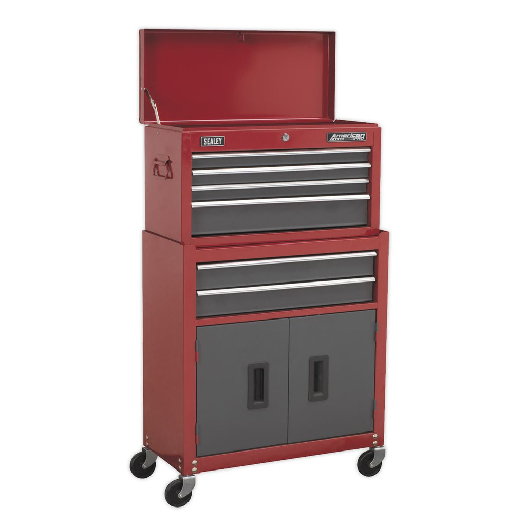 Sealey AP2200BB Topchest & Rollcab Combination 6 Drawer with Ball-Bearing Slides- Red