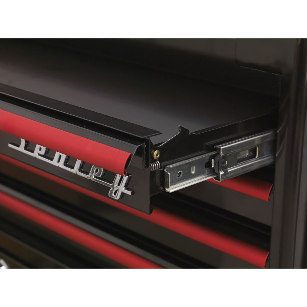 Sealey AP28104BR Topchest 4 Drawer Retro Style - Black with Red Anodised Drawer Pulls