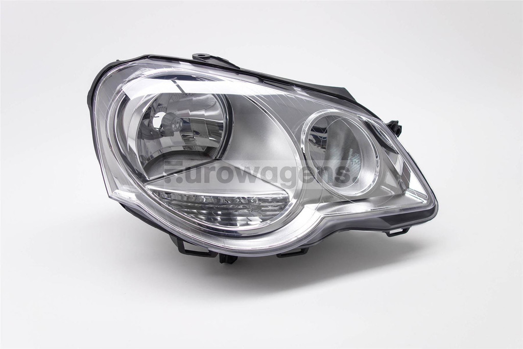 Headlight right chrome VW Polo 9N3 05-09 Hella