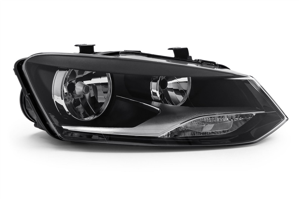 Headlight right black twin reflector VW Polo 09-13 Hella
